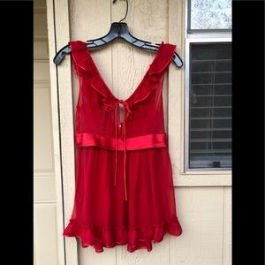 Dolce & Gabbana Red Silk Ruffled Blouse Size 42